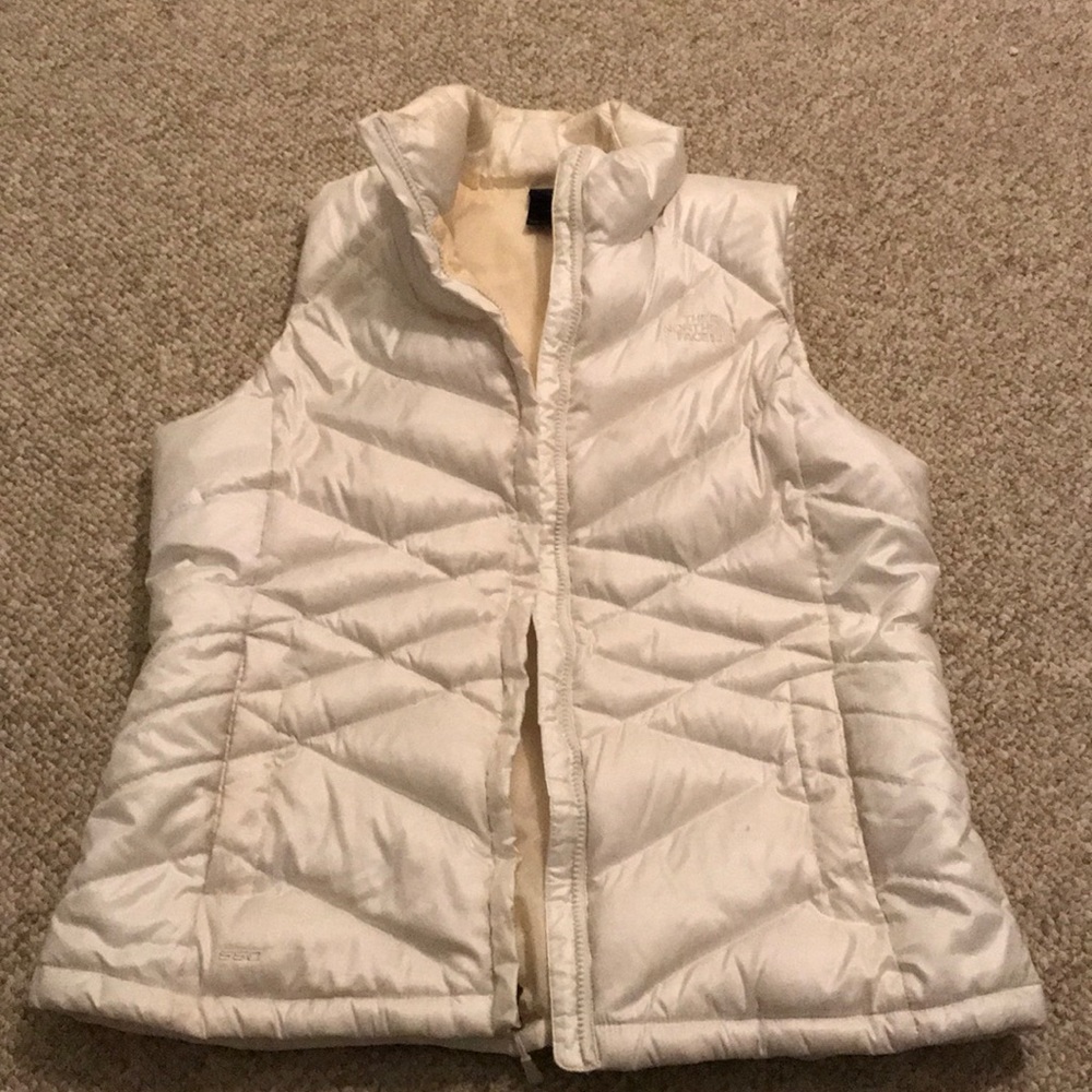 North face, white, puffy vest